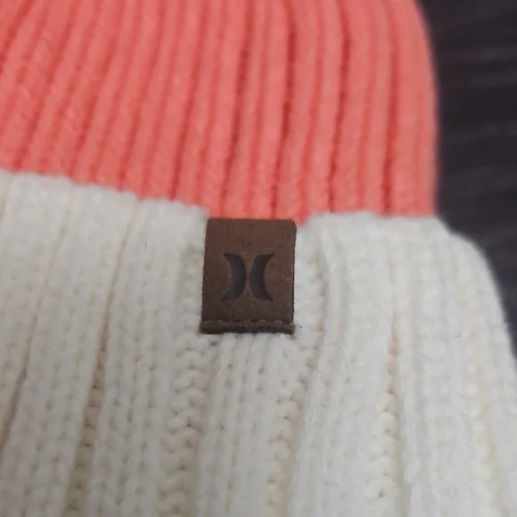 Hurley Pink and White Pom-Pom Beanie New With Tag